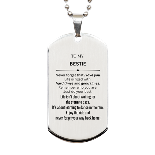Bestie Silver Dog Tag Necklace - Never Forget That I Love You | Birthday Gift