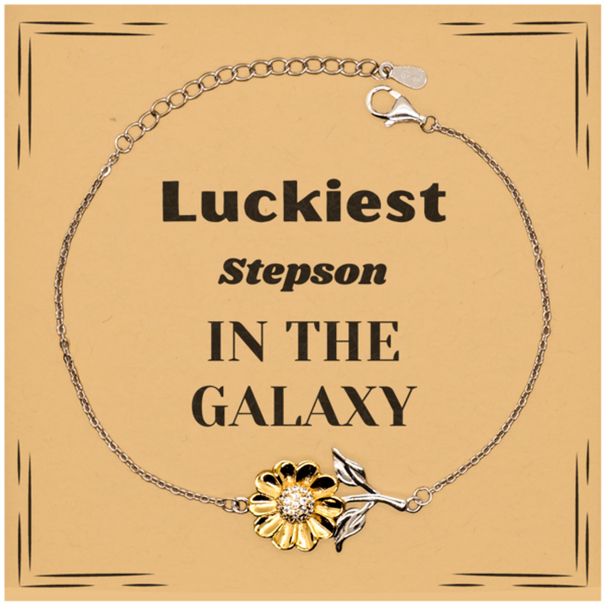 Luckiest Stepson in the Galaxy, To My Stepson Message Card Gifts, Christmas Stepson Sunflower Bracelet Gifts, X-mas Birthday Unique Gifts For Stepson Men Women