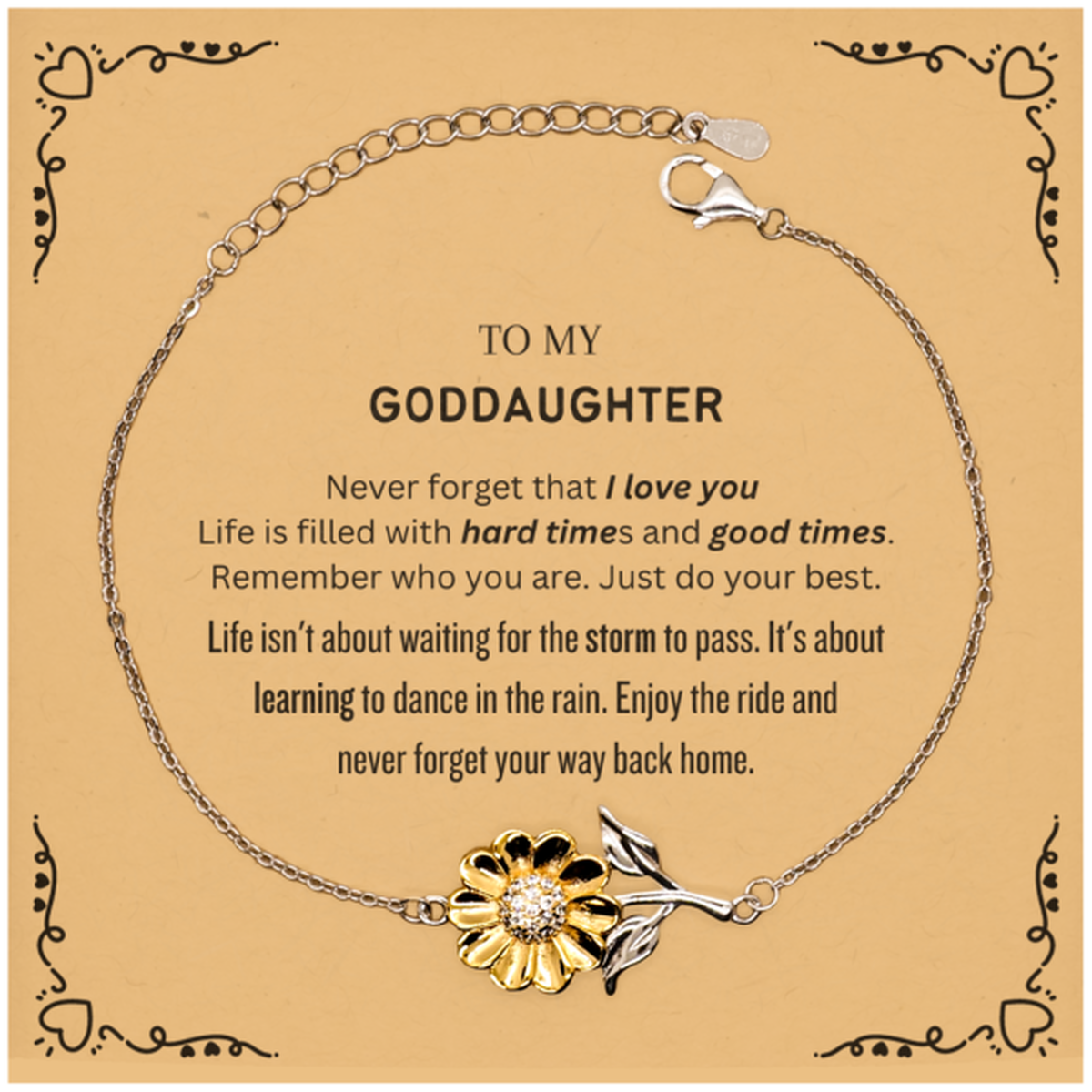 Goddaughter Sunflower Bracelet - To My Goddaughter, Never Forget That I Love You | Birthday Gift