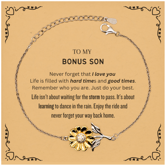Bonus Son Sunflower Bracelet - To My Bonus Son | Heartfelt Gift
