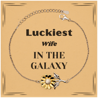 Load image into Gallery viewer, Wife Sunflower Bracelet - Luckiest Wife in the Galaxy | Unique Gift
