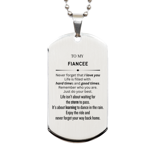 Fiancee Silver Dog Tag Necklace - To My Fiancee | Christmas Gift