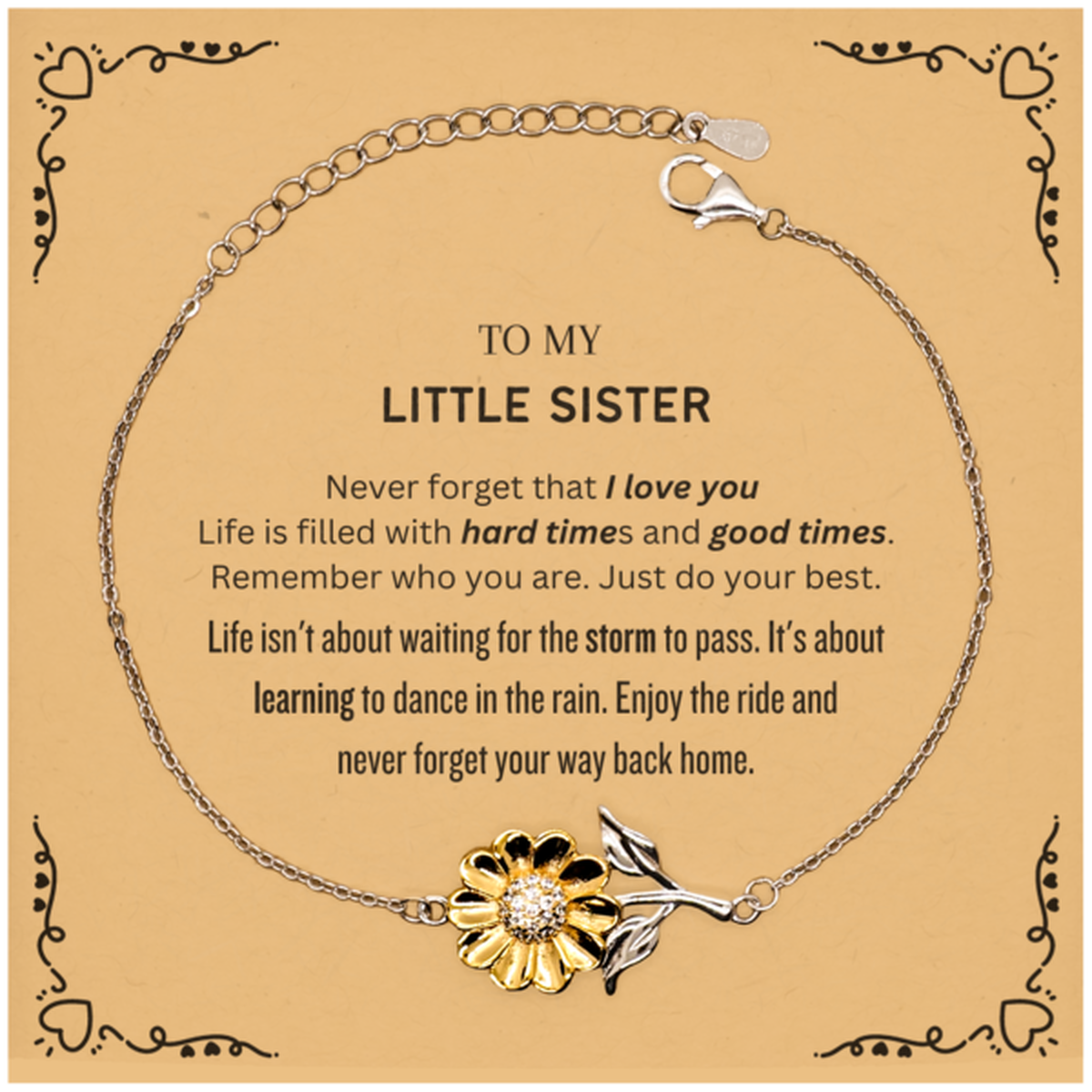 Little Sister Sunflower Bracelet - Never Forget That I Love You | Birthday Gift