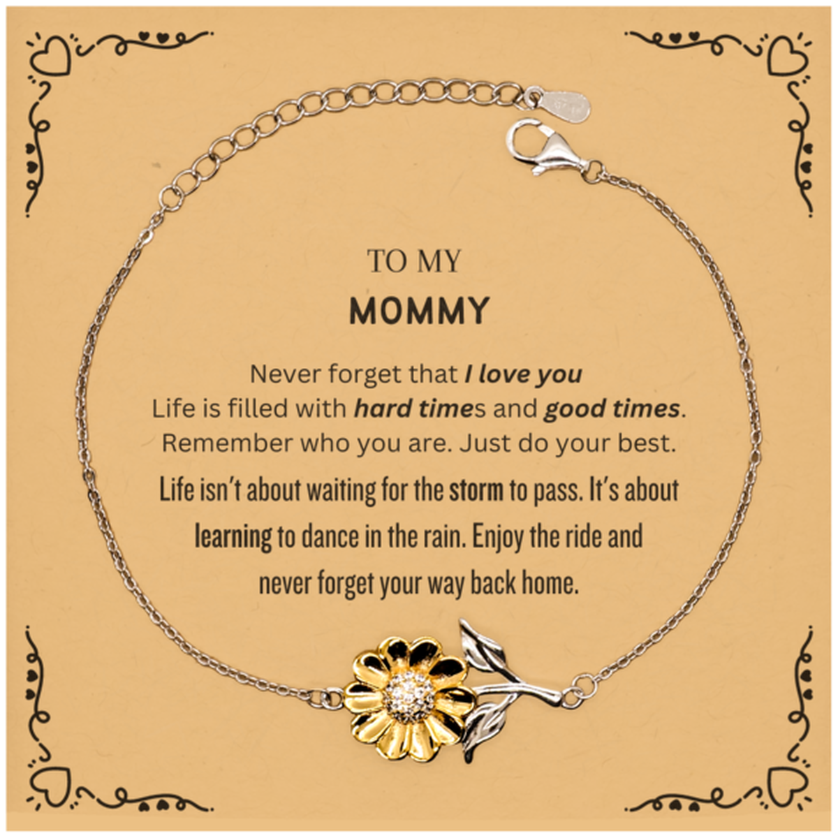 Mommy Sunflower Bracelet - Never Forget That I Love You | Birthday & Graduation Gift