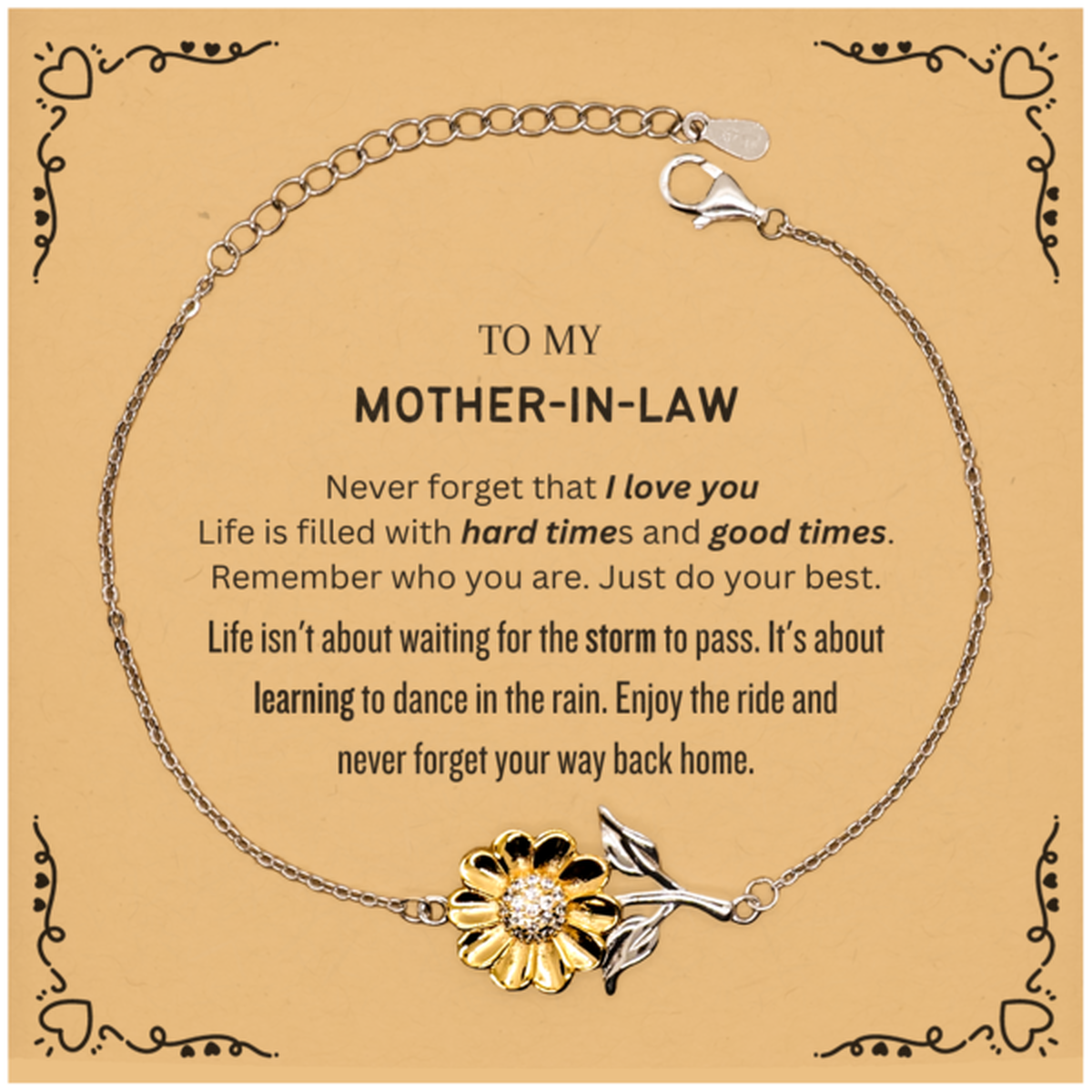 Mother-In-Law Sunflower Bracelet - Never Forget That I Love You | Birthday Gift