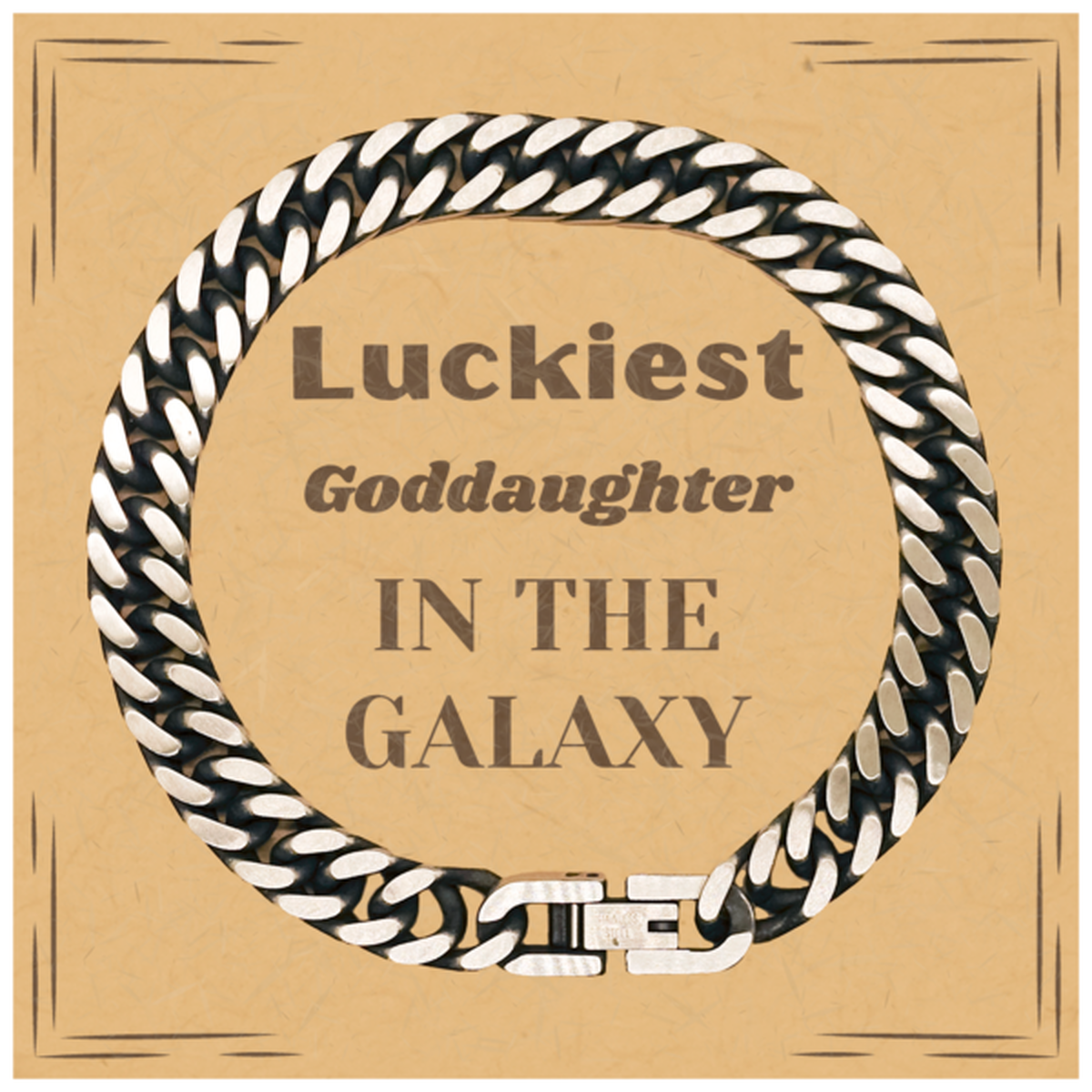 Luckiest Goddaughter in the Galaxy, To My Goddaughter Message Card Gifts, Christmas Goddaughter Cuban Link Chain Bracelet Gifts, X-mas Birthday Unique Gifts For Goddaughter Men Women