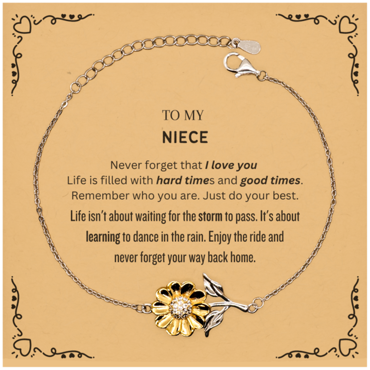 Niece Sunflower Bracelet - To My Niece | Heartfelt Gift for Birthday and Graduation