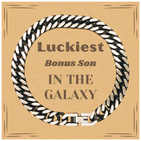 Load image into Gallery viewer, Bonus Son Cuban Link Chain Bracelet - Luckiest Bonus Son in the Galaxy | Christmas Gift
