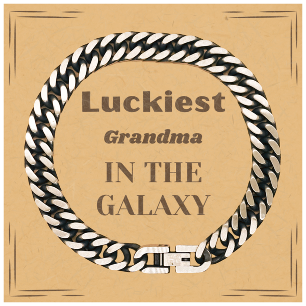 Luckiest Grandma in the Galaxy, To My Grandma Message Card Gifts, Christmas Grandma Cuban Link Chain Bracelet Gifts, X-mas Birthday Unique Gifts For Grandma Men Women