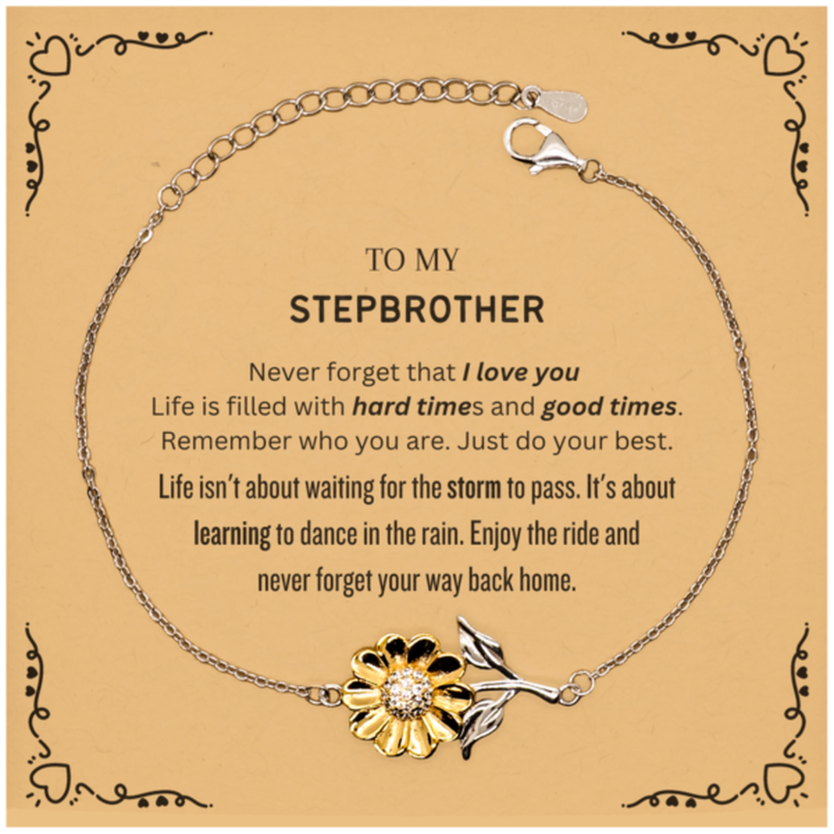 Stepbrother Sunflower Bracelet - Never Forget That I Love You | Thoughtful Gift