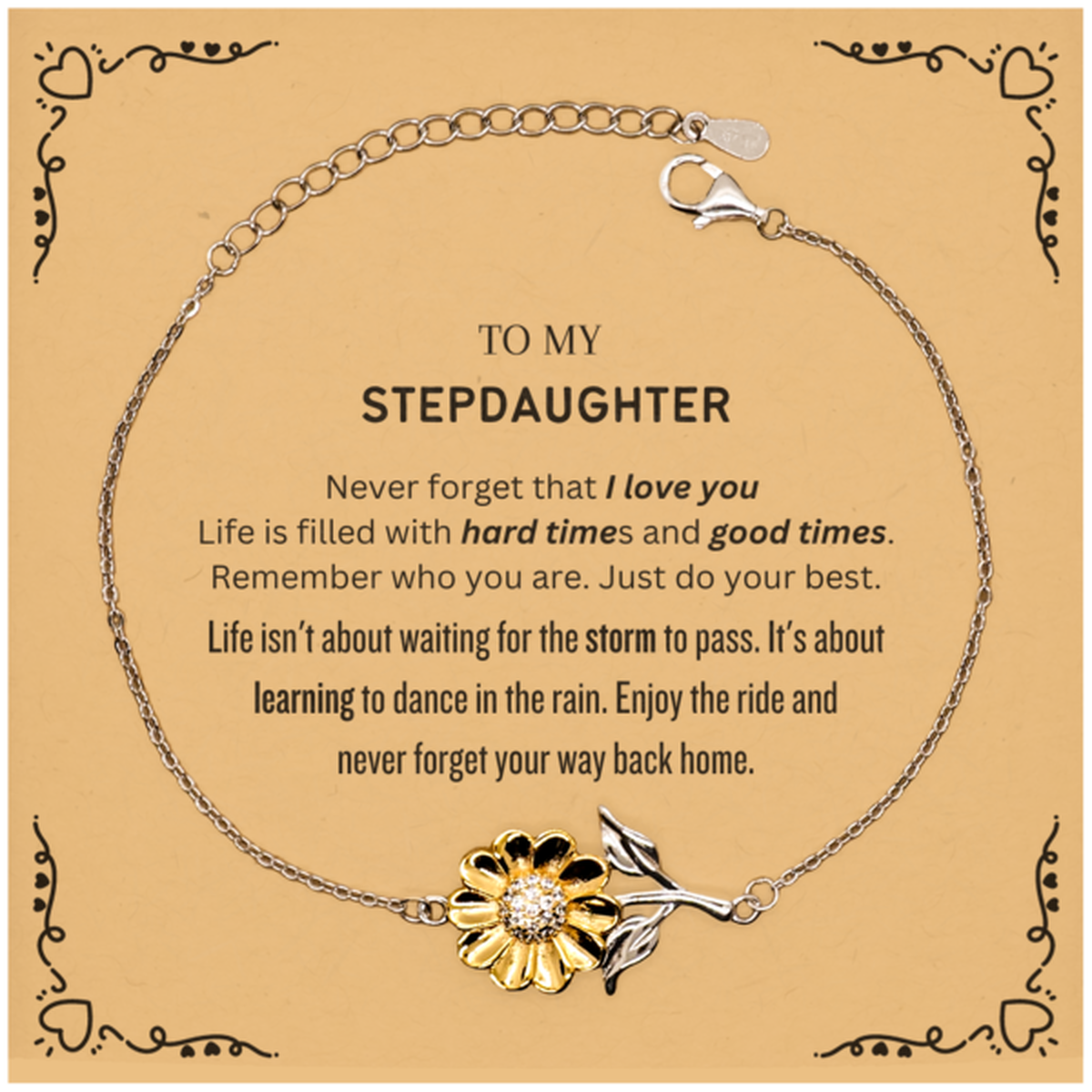 Stepdaughter Sunflower Bracelet - 'Never Forget That I Love You' | Birthday Gift