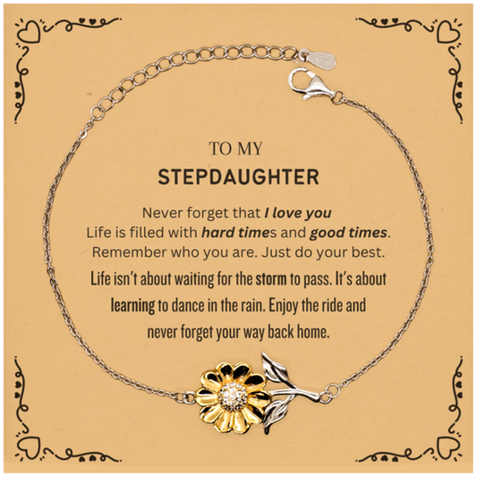 Stepdaughter Sunflower Bracelet - 'Never Forget That I Love You' | Birthday Gift