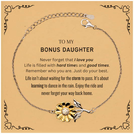 Bonus Daughter Sunflower Bracelet - Never Forget That I Love You | Heartfelt Gift