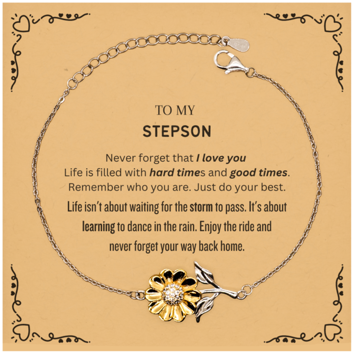Stepson Sunflower Bracelet - Never Forget That I Love You | Birthday & Graduation Gift