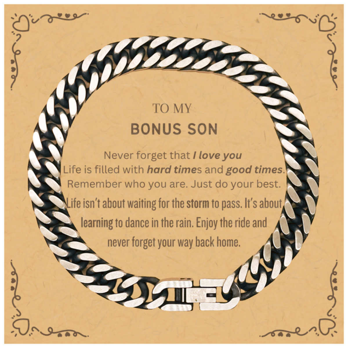 Bonus Son Cuban Link Chain Bracelet - Never Forget That I Love You | Birthday Gift