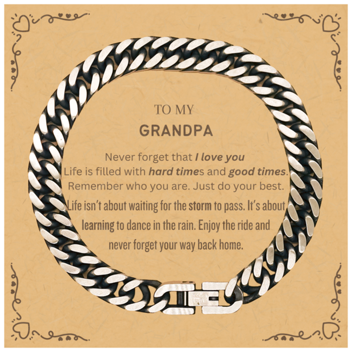 Christmas Grandpa Cuban Link Chain Bracelet Gifts, To My Grandpa Birthday Thank You Gifts For Grandpa, Graduation Unique Gifts For Grandpa To My Grandpa Never forget that I love you life is filled with hard times and good times. Remember who you are. Just