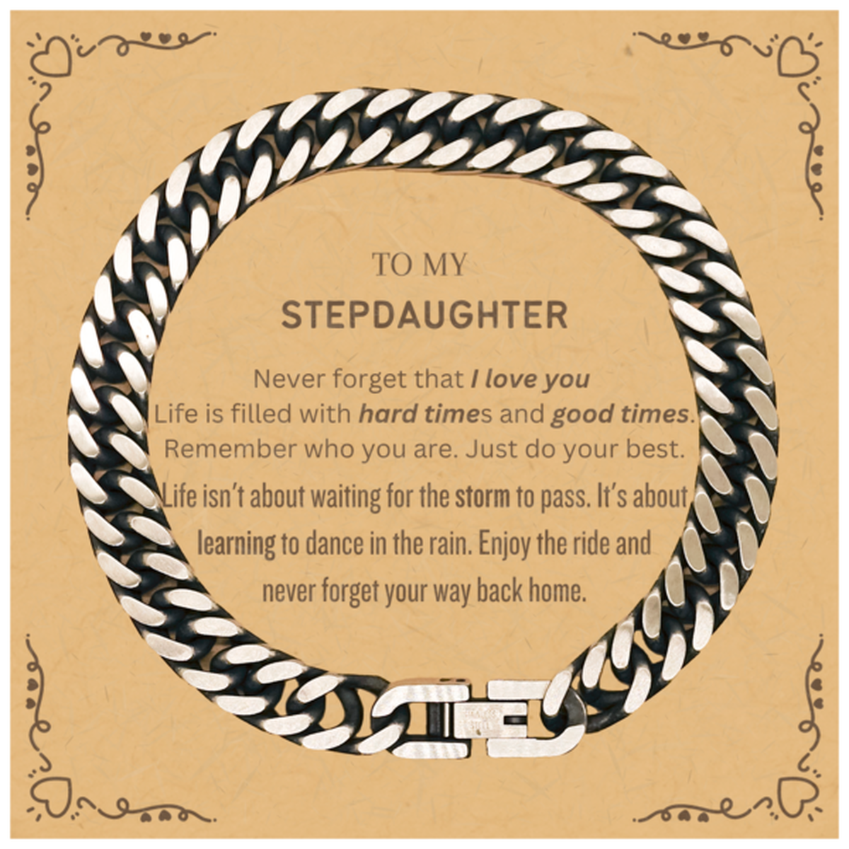 Stepdaughter Cuban Link Chain Bracelet - 'Never Forget That I Love You' | Christmas Gift