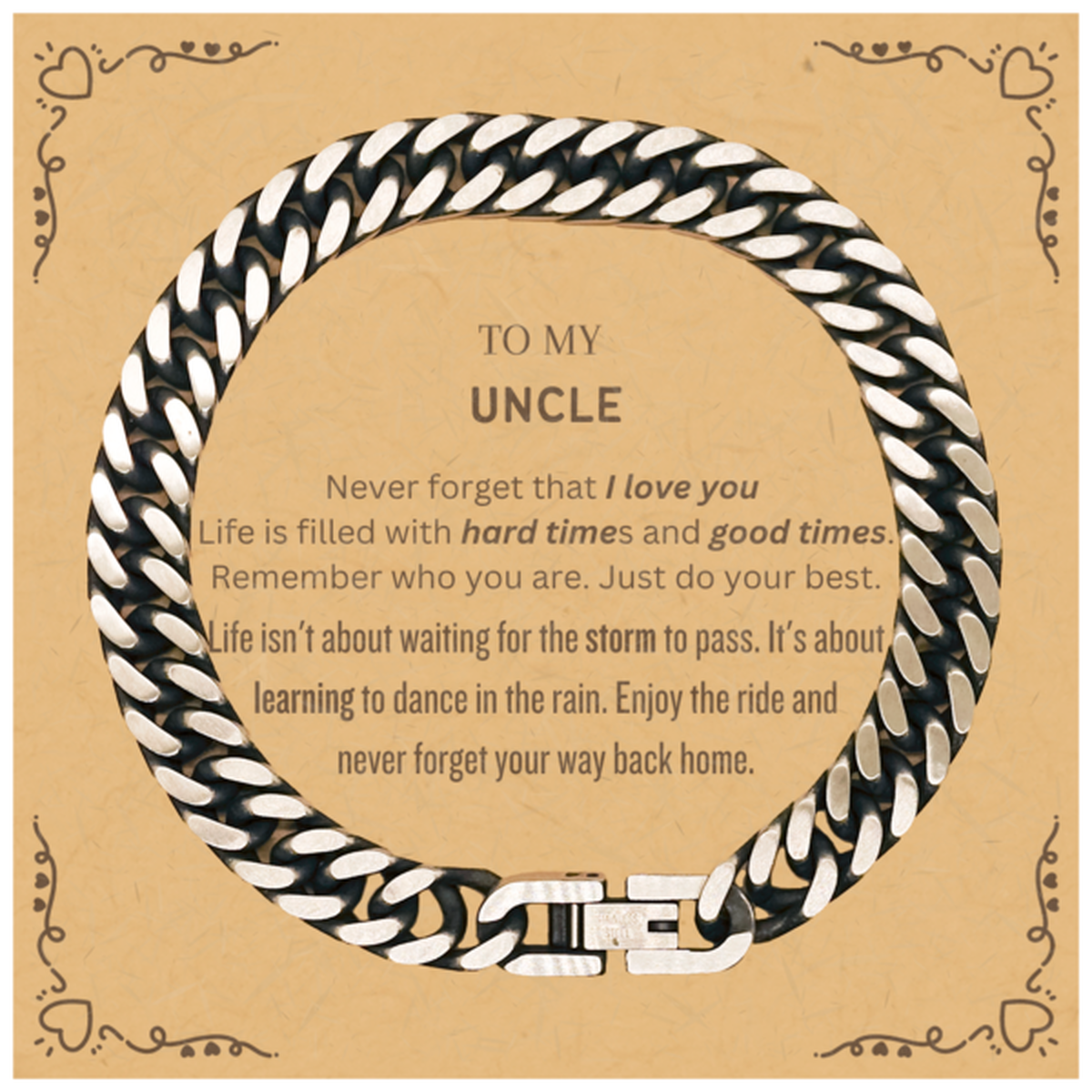 Uncle Cuban Link Chain Bracelet - Life Message Gift | Birthday and Christmas