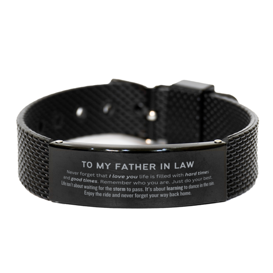 Father In Law Black Shark Mesh Bracelet - To My Father In Law | Birthday and Christmas Gift