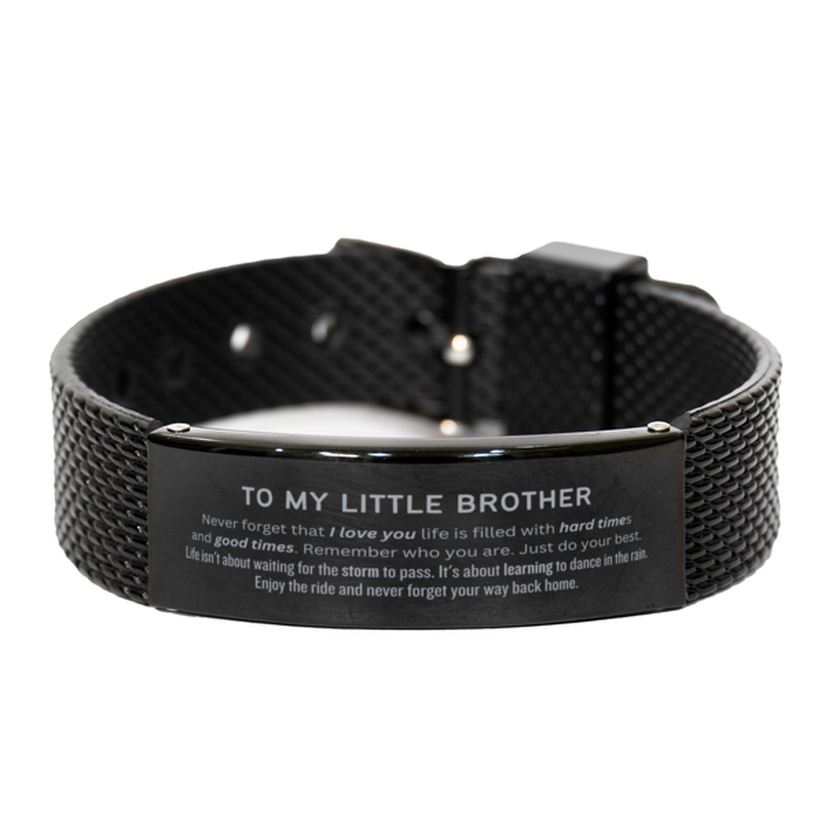 Christmas Little Brother Black Shark Mesh Bracelet Gifts, To My Little Brother Birthday Thank You Gifts For Little Brother, Graduation Unique Gifts For Little Brother To My Little Brother Never forget that I love you life is filled with hard times and goo