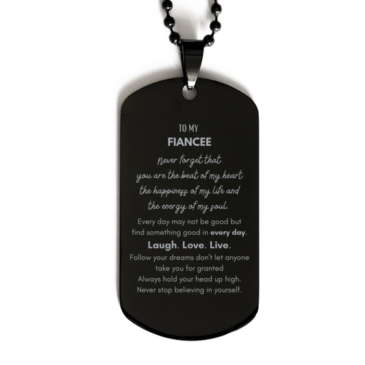 Fiancee Dog Tag Necklace - To My Fiancee, The Beat of My Heart | Christmas Gift
