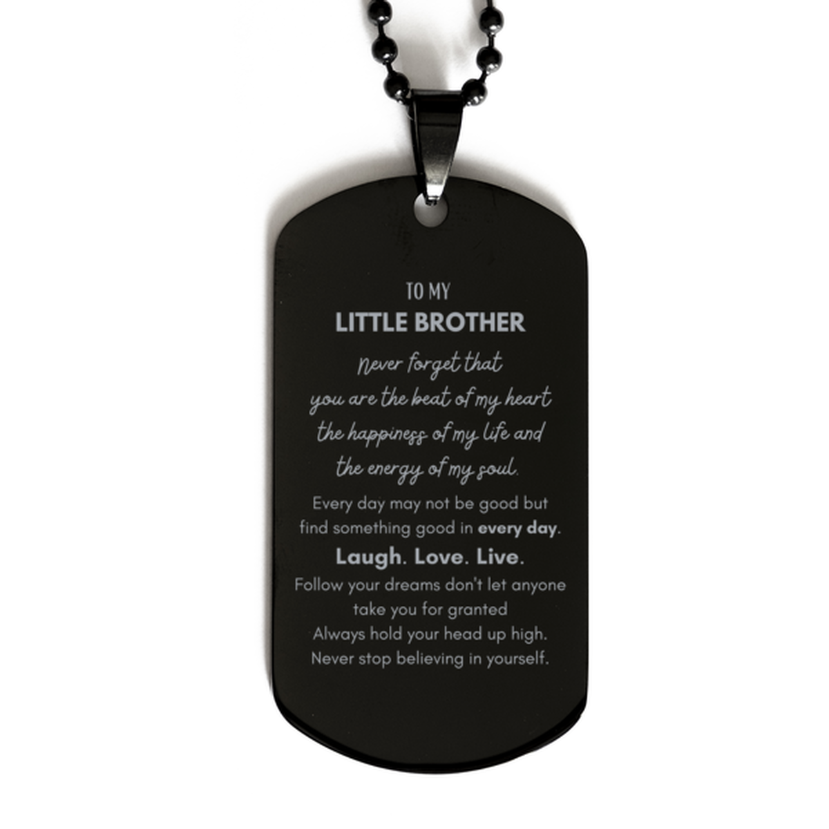 Little Brother Dog Tag Necklace - To My Little Brother | Birthday Gift