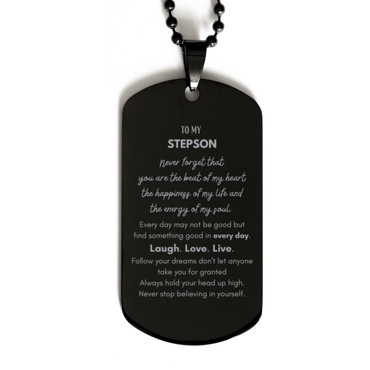 Stepson Dog Tag Necklace - Heartfelt Message | Christmas Gift