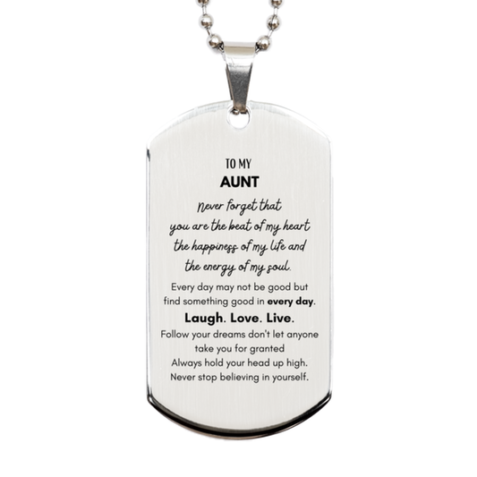Aunt Silver Dog Tag Necklace - To My Aunt Heartfelt Message | Birthday Gift
