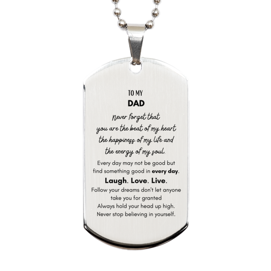 Dad Silver Dog Tag Necklace - To My Dad Heartfelt Message | Birthday and Christmas Gift