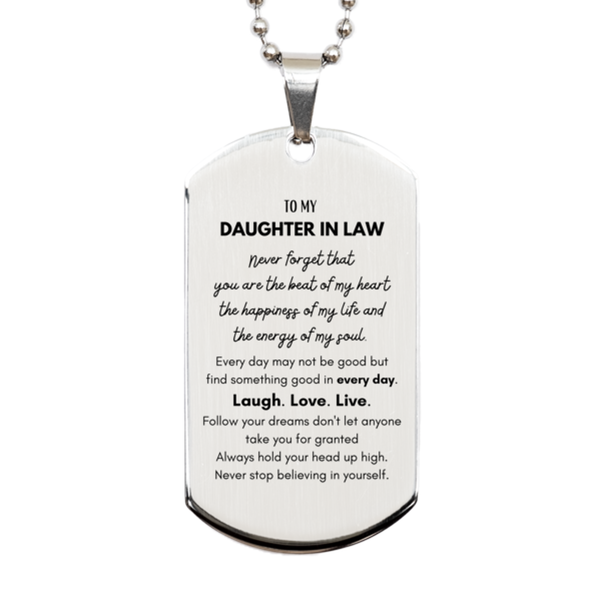 Daughter In Law Silver Dog Tag Necklace - Heartfelt Message | Christmas Gift