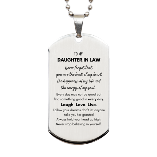 Daughter In Law Silver Dog Tag Necklace - Heartfelt Message | Christmas Gift