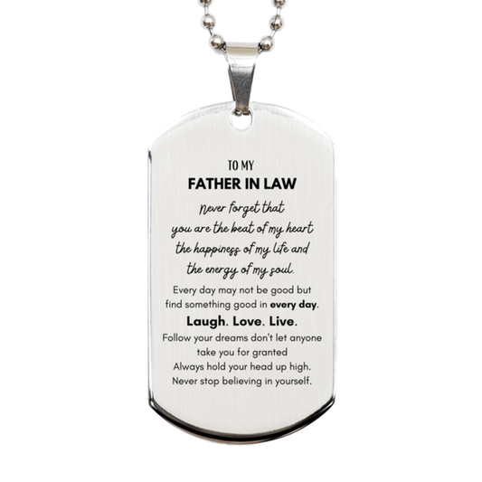 Father In Law Silver Dog Tag Necklace - To My Father In Law | Birthday & Christmas Gift