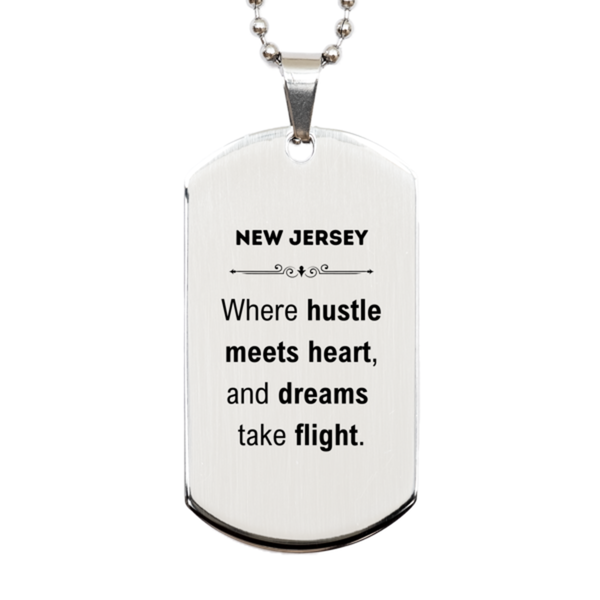 New Jersey Silver Dog Tag Necklace - Where Hustle Meets Heart | Birthday Gift