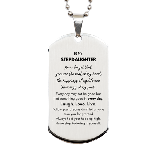 Stepdaughter Silver Dog Tag Necklace - To My Stepdaughter | Birthday Gift