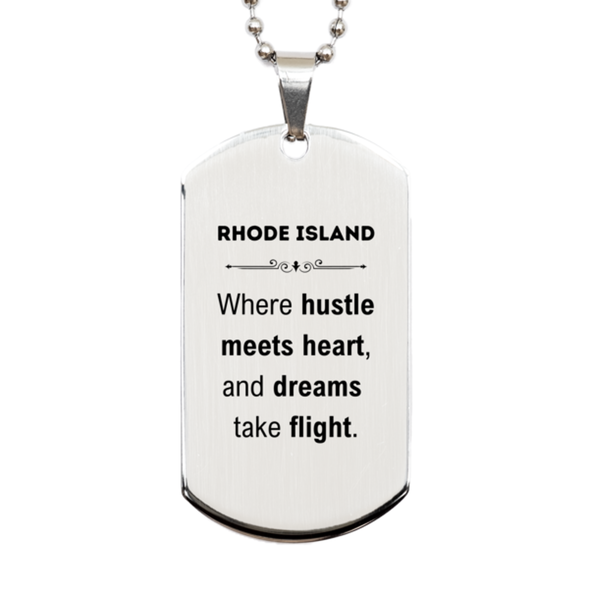 Rhode Island Keychain - Where Hustle Meets Heart | Gift for Rhode Islanders