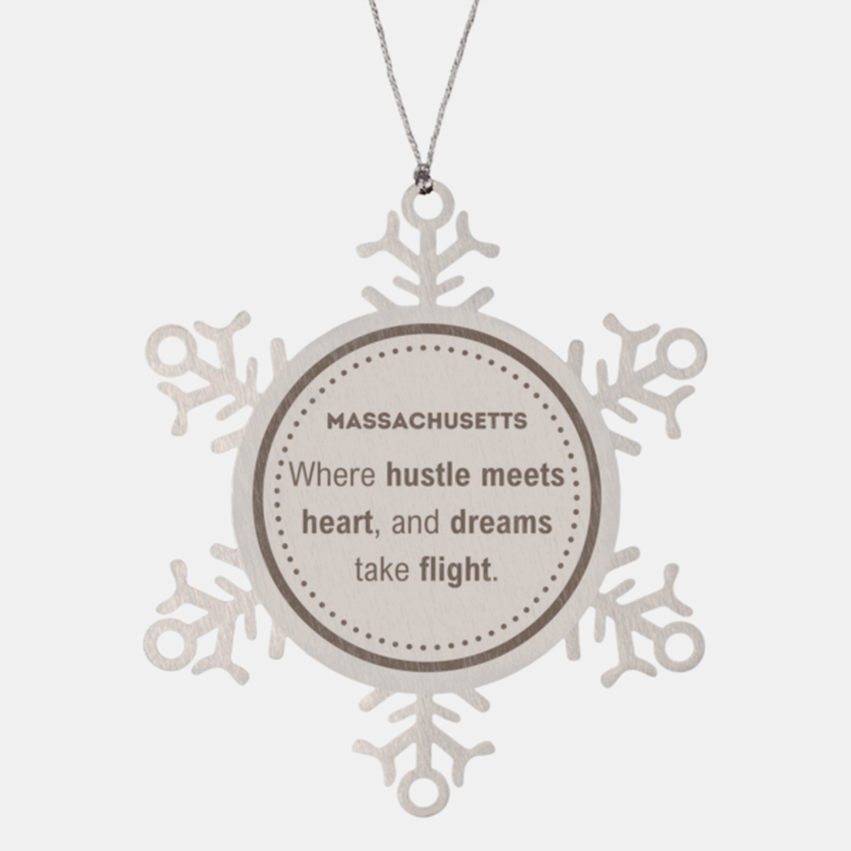 Massachusetts Christmas Ornament - Where Hustle Meets Heart | Holiday Gift