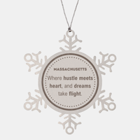 Load image into Gallery viewer, Massachusetts Christmas Ornament - Where Hustle Meets Heart | Holiday Gift
