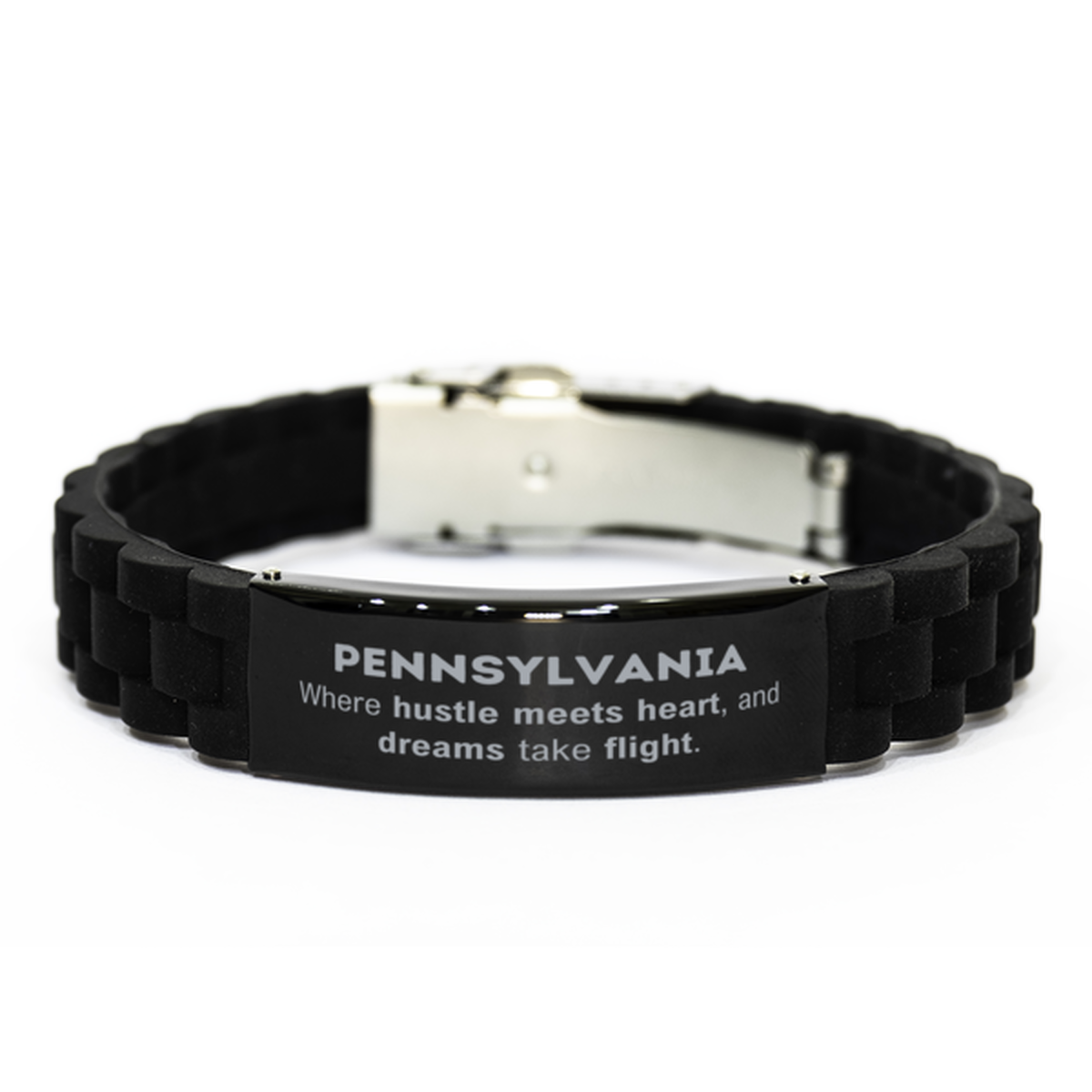 Pennsylvania: Where hustle meets heart, and dreams take flight, Pennsylvania Gifts, Proud Pennsylvania Christmas Birthday Pennsylvania Black Glidelock Clasp Bracelet, Pennsylvania State People, Men, Women, Friends