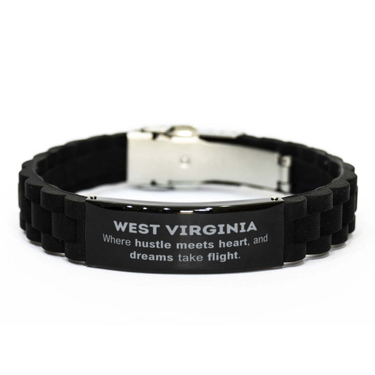 West Virginia Black Glidelock Clasp Bracelet - Where Hustle Meets Heart | Meaningful Gift