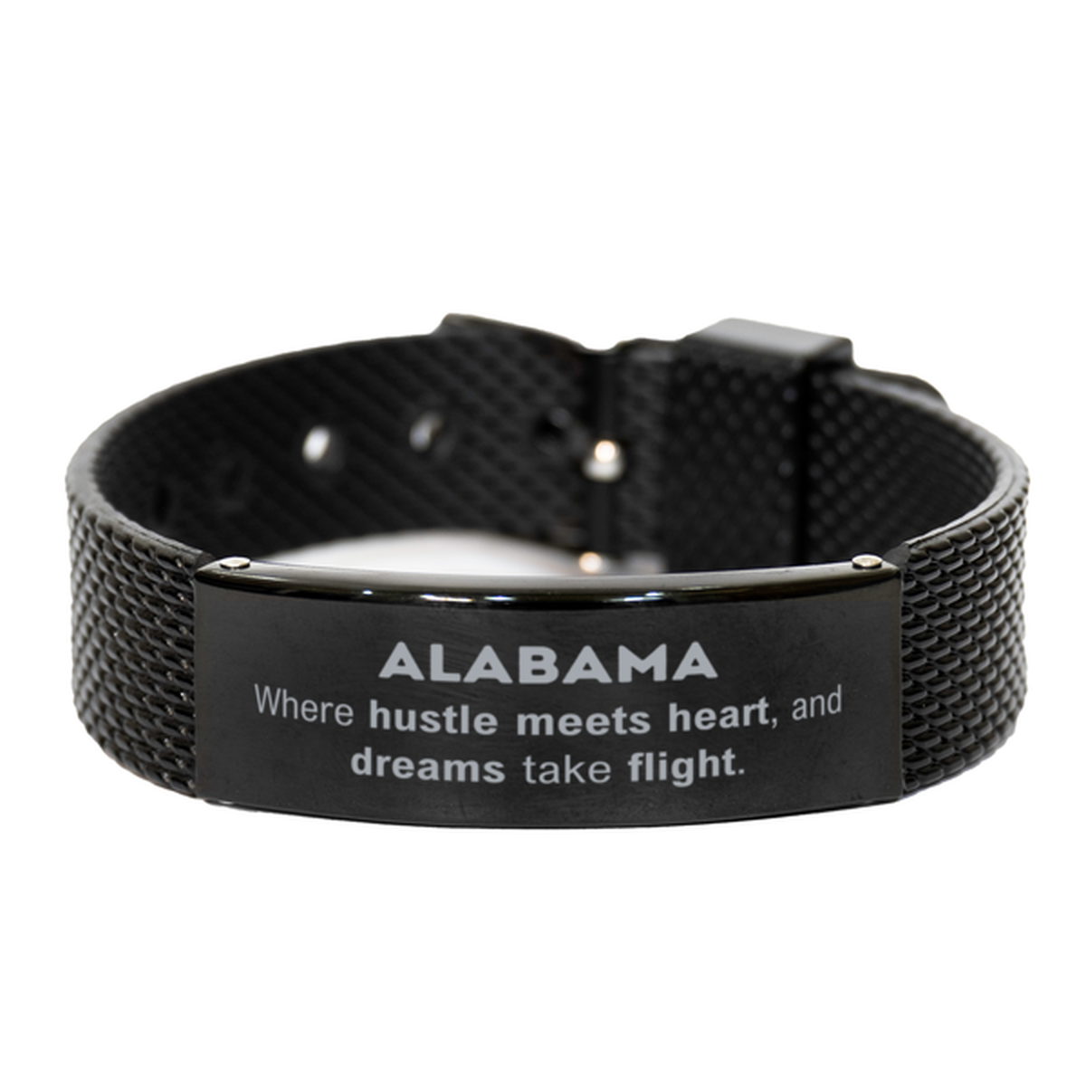 Alabama: Where hustle meets heart, and dreams take flight, Alabama Gifts, Proud Alabama Christmas Birthday Alabama Black Shark Mesh Bracelet, Alabama State People, Men, Women, Friends