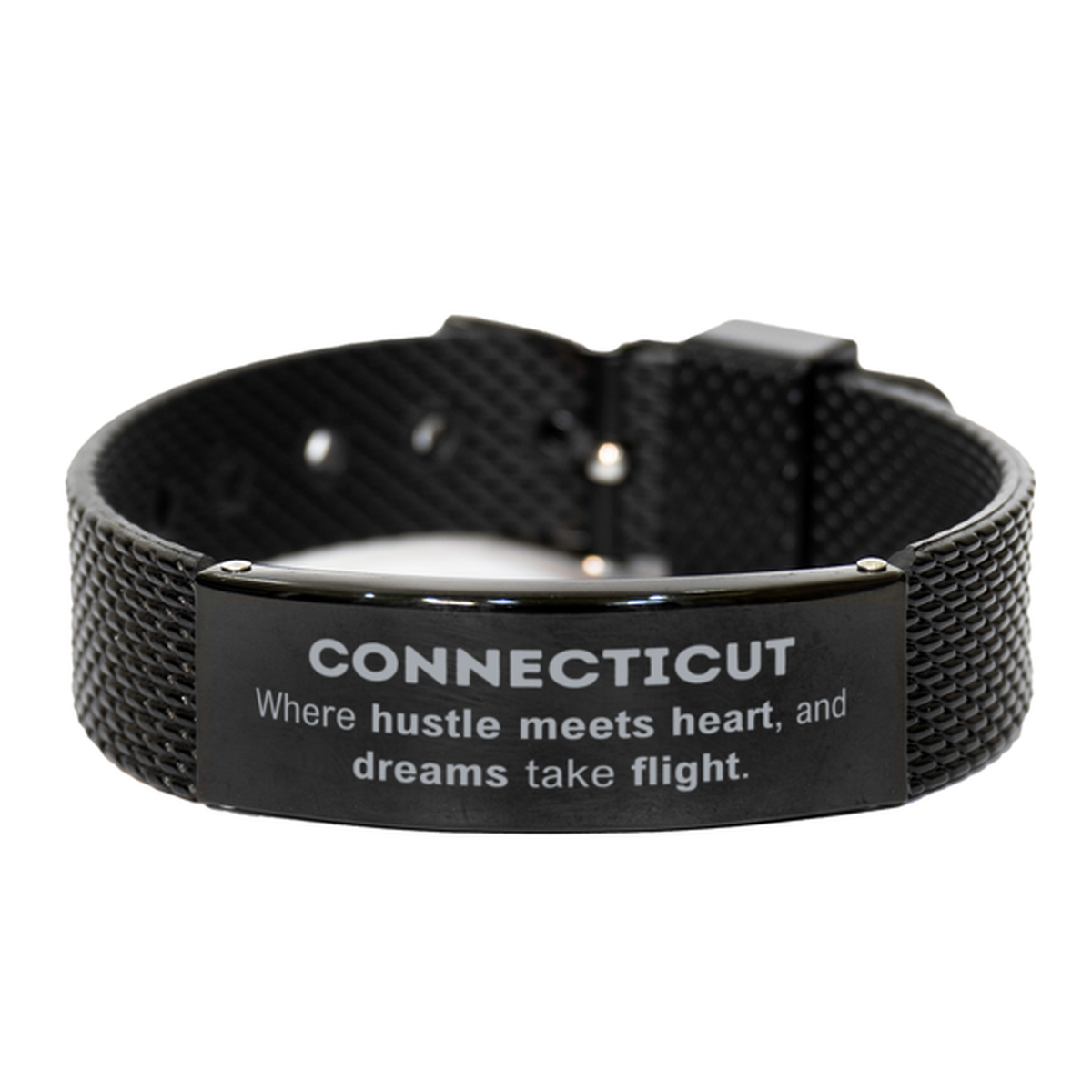 Connecticut Black Shark Mesh Bracelet - Where Hustle Meets Heart | Meaningful Gift