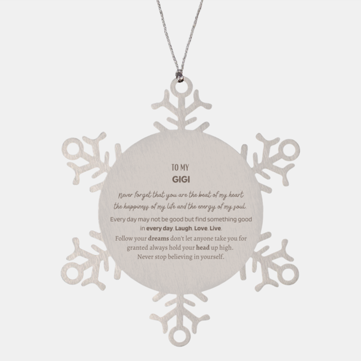 Gigi Christmas Ornament - To My Gigi Snowflake Design | Holiday Gift