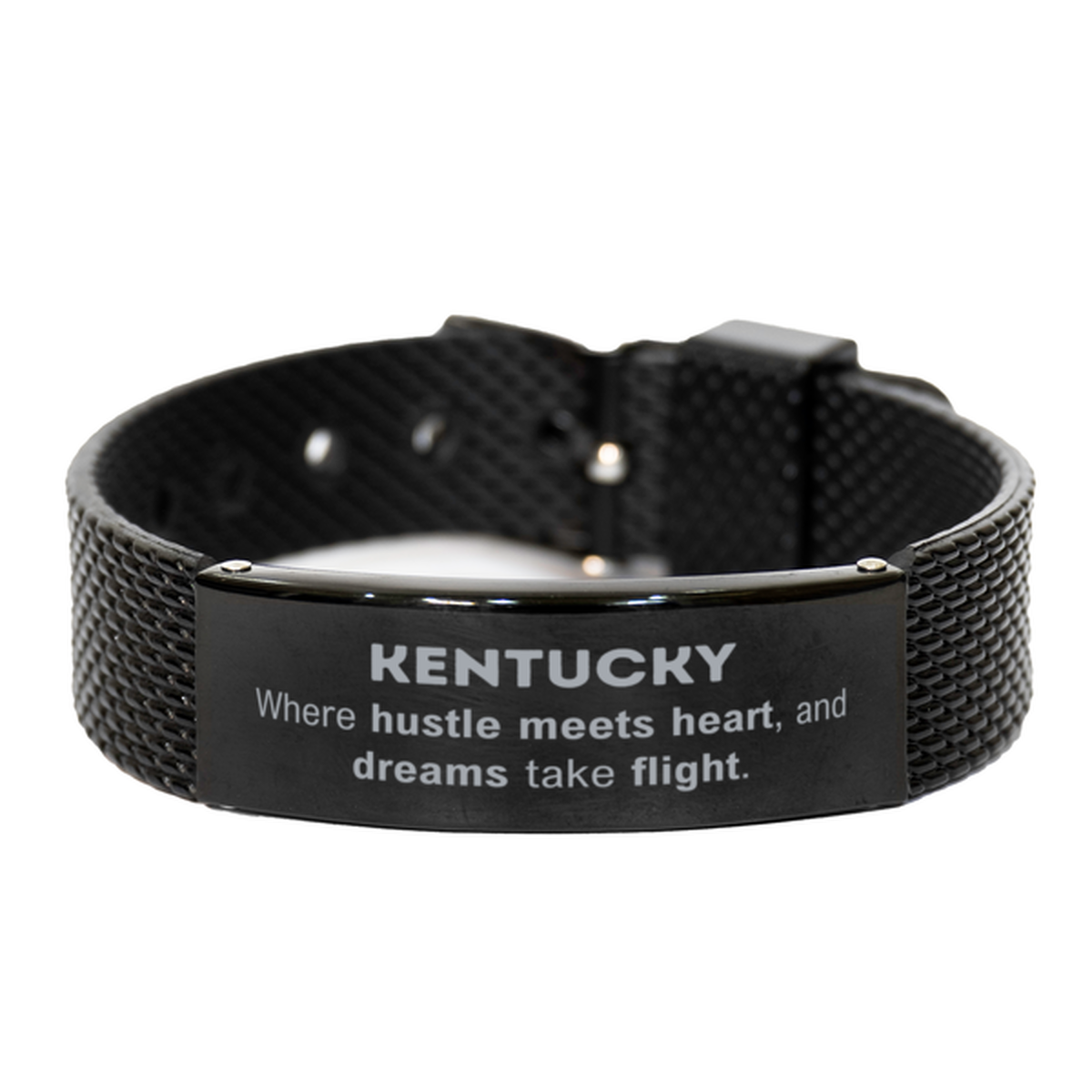 Kentucky: Where hustle meets heart, and dreams take flight, Kentucky Gifts, Proud Kentucky Christmas Birthday Kentucky Black Shark Mesh Bracelet, Kentucky State People, Men, Women, Friends