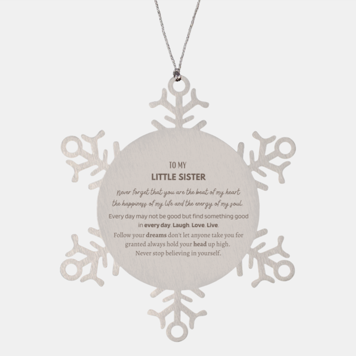 Little Sister Snowflake Ornament - To My Little Sister | Christmas Gift