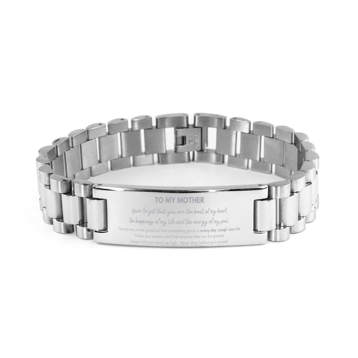 To My Mother Bracelet Gifts, Christmas Mother Ladder Stainless Steel Bracelet Present, Birthday Unique Motivational For Mother, To My Mother Never forget that you are the beat of my heart the happiness of my life and the energy of my soul