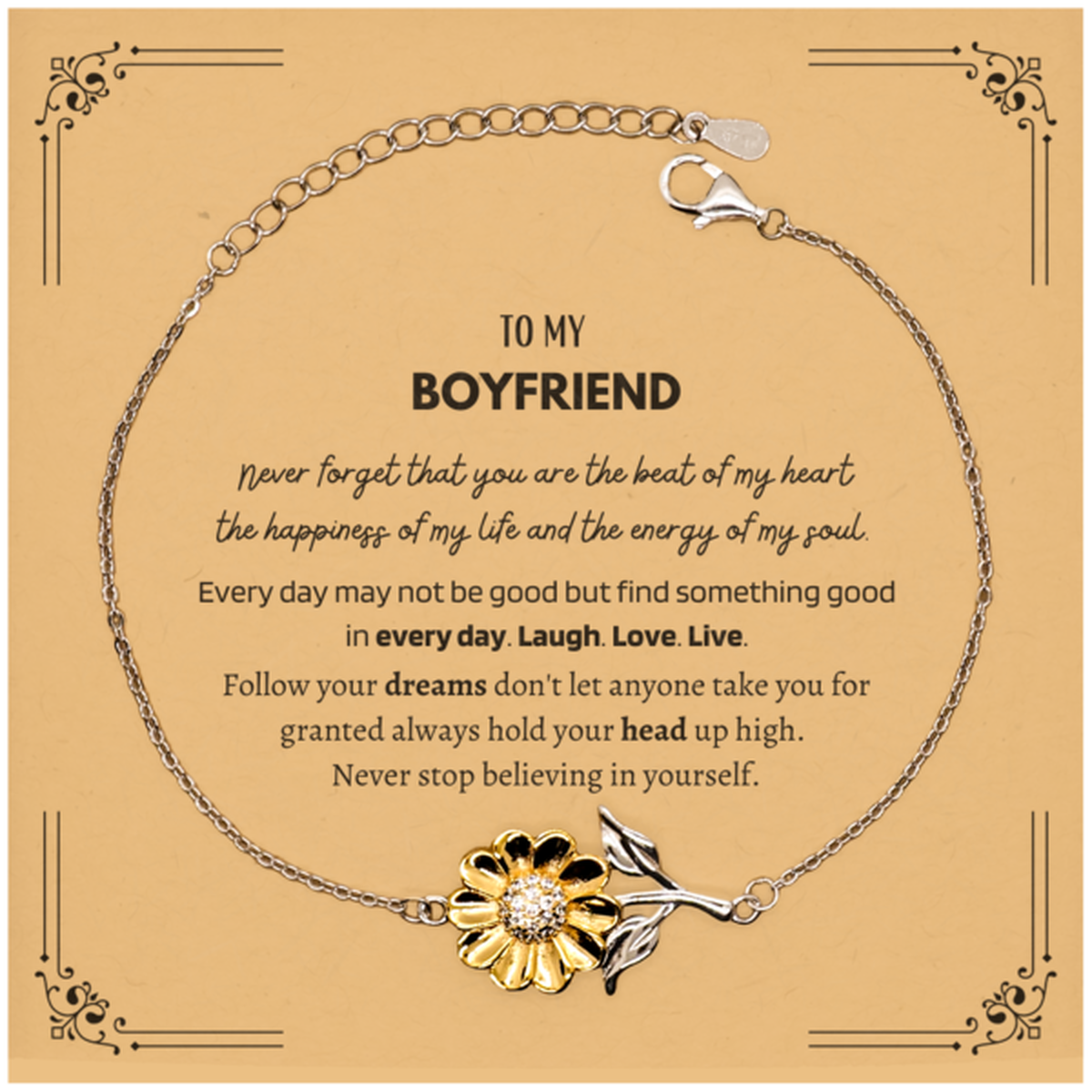 Boyfriend Sunflower Bracelet - To My Boyfriend Message | Romantic Gift