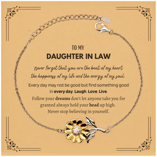 Daughter In Law Sunflower Bracelet - Never Forget You Are The Beat Of My Heart | Christmas Gift