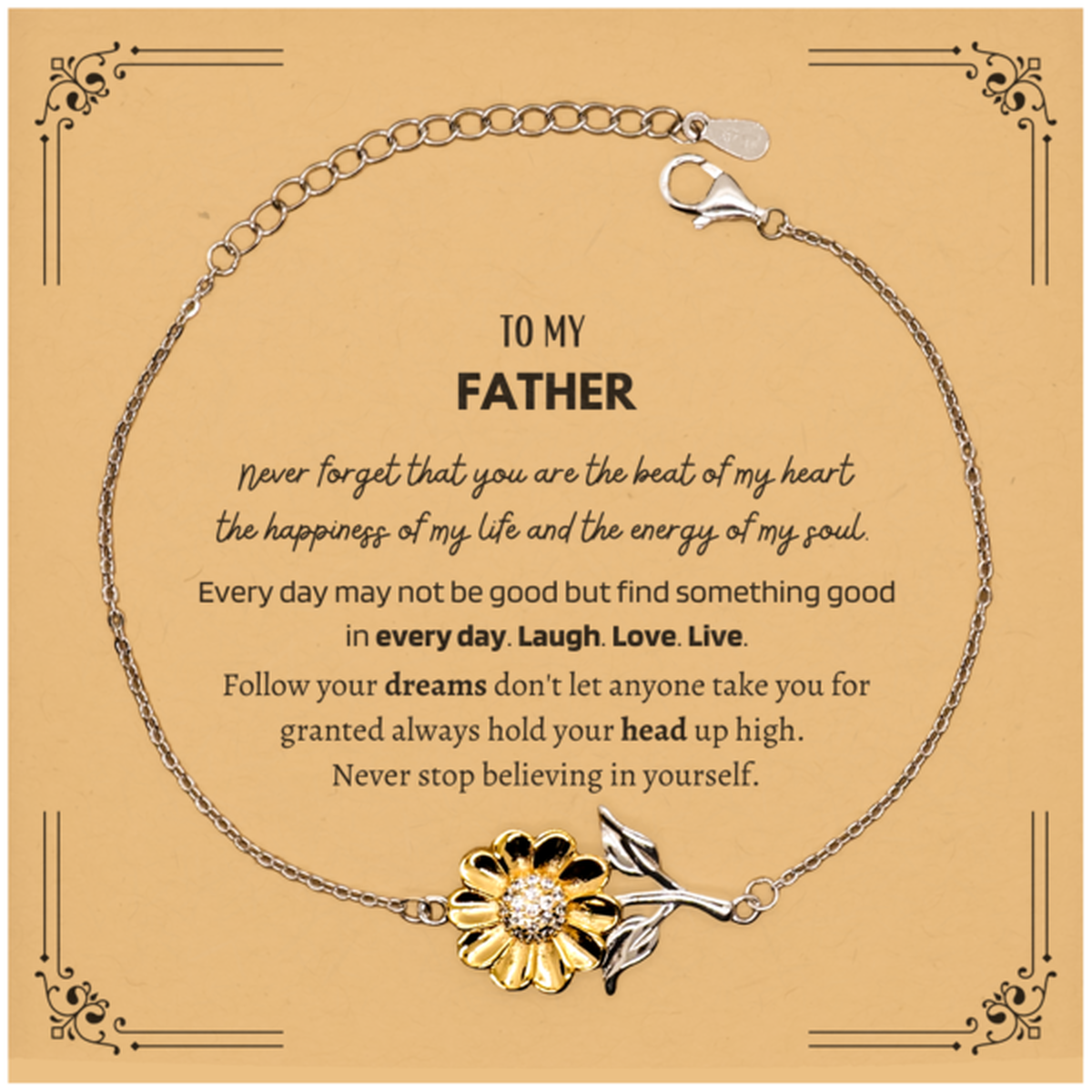 Dad Sunflower Bracelet - Heartfelt Message | Father's Day Gift