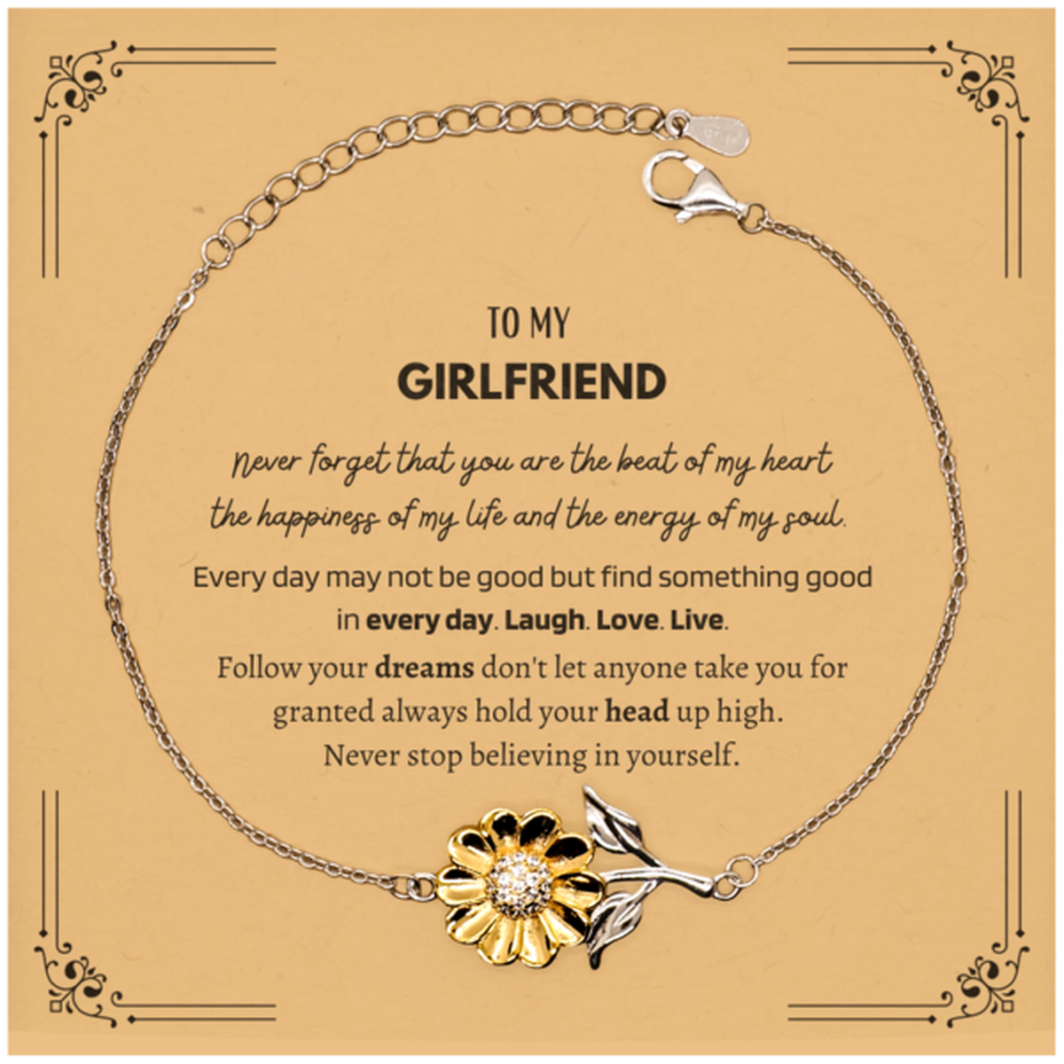 Girlfriend Sunflower Bracelet - Heartfelt Message | Birthday, Christmas Gift