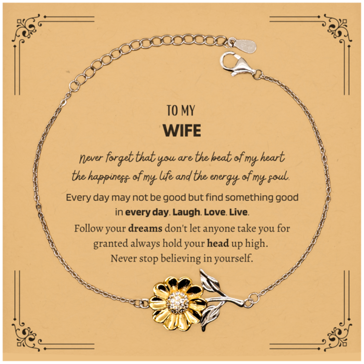 Wife Sunflower Bracelet - To My Wife Never Forget Design | Heartfelt Gift